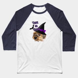 Cute Yorkshire Terrier Yorkie with Halloween Hat Baseball T-Shirt